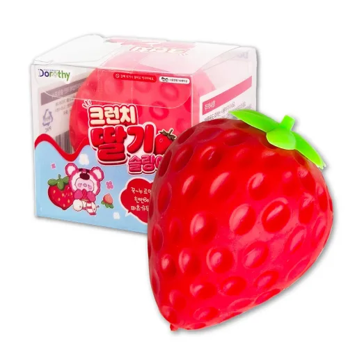 크런치 딸기 슬랑이 주물럭 스트레스볼 스퀴시, 딸기모양, 1개