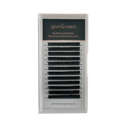 GLAM&NEED 12단 C/D컬 웻룩 A형 클러스터 속눈썹 (러시안 볼륨, 밍크 프리메이드, 0.07mm 8-15mm) / 데일리 & 파티용, 1개, 8-15mm D