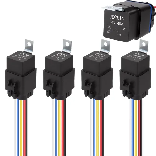 24V 40A 5핀 SPDT 헤비듀티 자동차 릴레이 키트 14AWG 주석도금 하네스 세트, 5세트