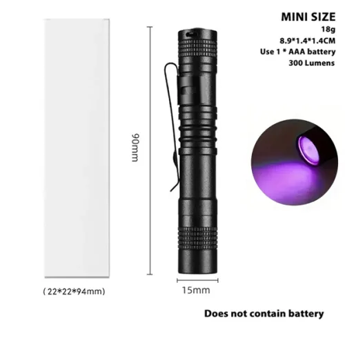 395nm UV 손전등 자외선 라이트 애완견 고양이 소변 탐지기 전갈 탐지기 휴대용 UV 램프 펜 클립 포함 AAA 배터리 사용