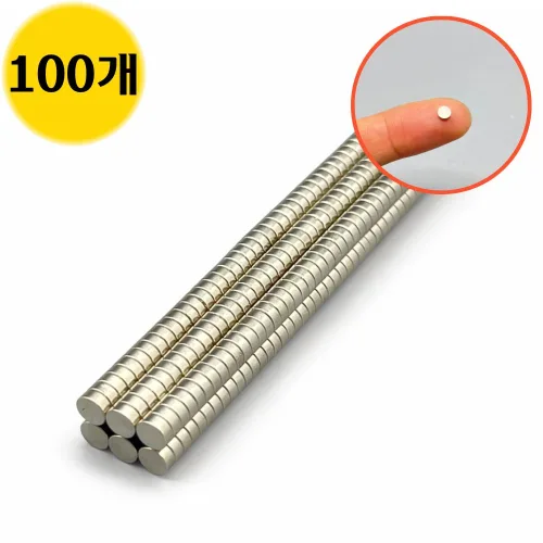 오피스템 D4*2T 초강력 네오디움 원형 자석 ND 지름 4mm x 두께 2mm, 100개, 실버