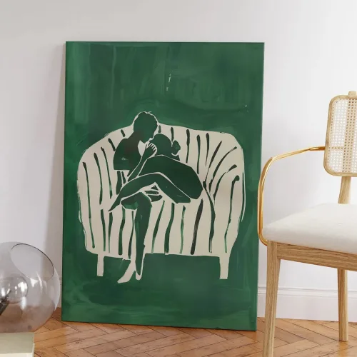 세잔느화실 나른한 오후 감성 회화 힐링 일러스트 카페 인테리어 캔버스 액자 02 Green romantic, 02.Green romantic