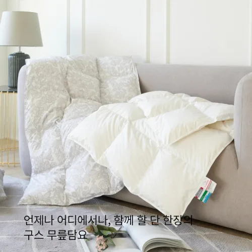 [폭스베딩] 초경량 150g 폴란드 구스 무릎담요 -(2컬러), 화이트
