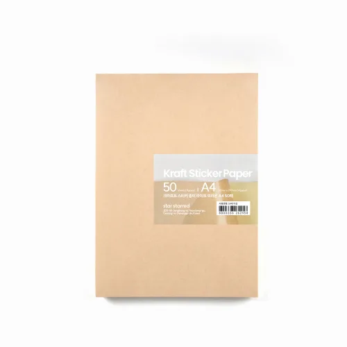 star starred 크라프트 스티커 종이(Kraft Sticker Paper), 1개, 라이트 브라운 A4 50매입
