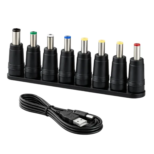 USB 전원 12V 변환 케이블 DC 어댑터 8종 멀티잭 노트북 공유기 CCTV용, 100cm, 1세트