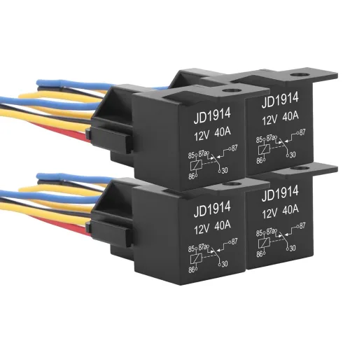 4pcs JD1914 자동차 릴레이 키트 12V 40A 5핀 SPDT 인터락 소켓 배선 하네스 포함, 4개