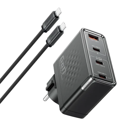 Toocki PD 3.1 GaN PPS 140W 4포트 접지형 초고속 멀티충전기 + C TO C 2M 240W 케이블 세트, 1세트, 블랙