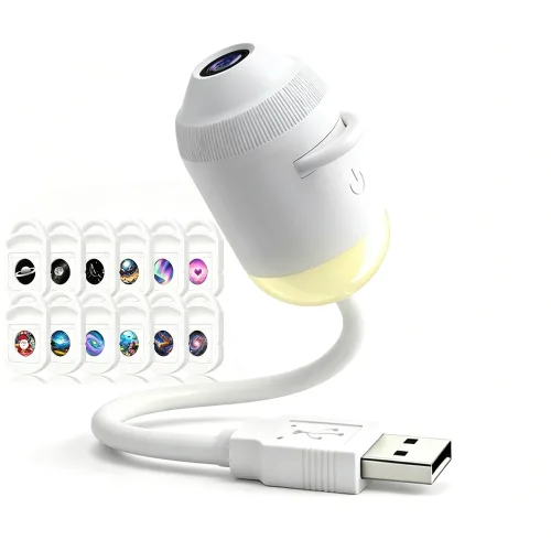 Zeekr 2in1 갤럭시 별빛 프로젝터 무드등 USB 미니 우주 은하수 조명 3/6/12/24종 투영 필름 선택형 밝기조절 침실 천장 벽면 차량 인테리어 취침등, 12종 투영 필름