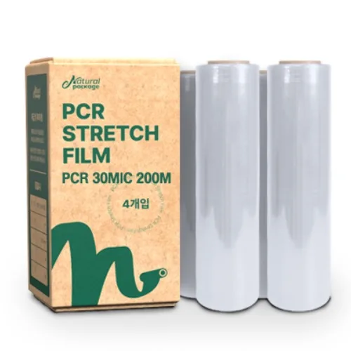 내츄럴패키지 PCR스트레치필름 30mic 500mm 200m 공업용랩 포장랩 국내공장제조, 4개, 투명