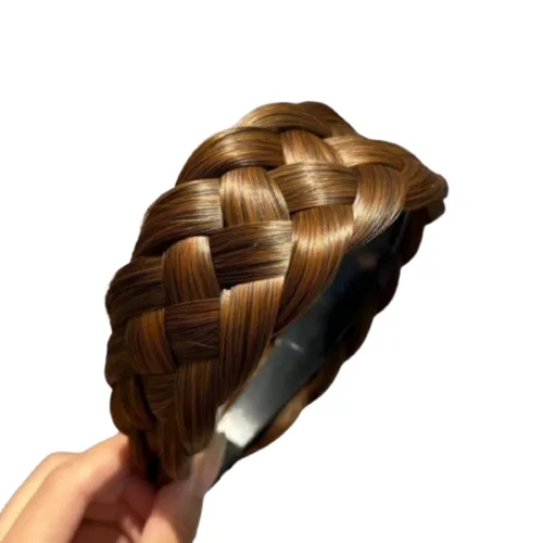 뜻밖에하루 꽈배기 머리띠 땋은 벼머리 가발 넓은 머리띠