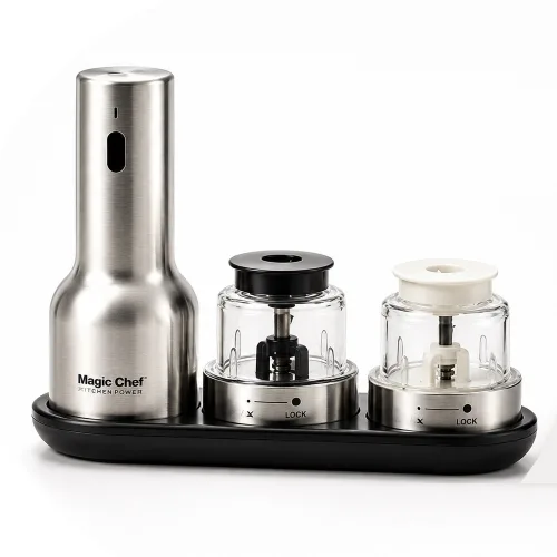 매직쉐프 전동그라인더 소금 후추 2in1(본체+팟2P+트레이) 스텐실버, 1세트, 50ml