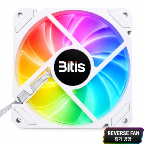 쿨링팬 RGB LED 120mm 컴퓨터 케이스쿨러 팬, ES120RAWR 화이트 리버스, 1개