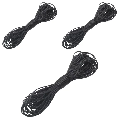 코히모 PU가죽 왁스 팔찌 목걸이 DIY 공예 끈 10m x 1mm 5W0427, 3개, 블랙