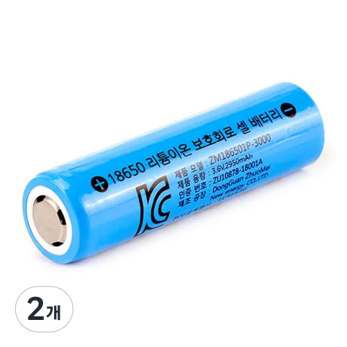 18650 배터리 3.6V 3350mAh 일반형 3C급 고방전 배터리, 2개, ZM186501P-3350
