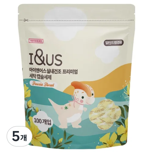 아이앤어스 실내건조 프리미엄 세탁캡슐세제 프리지아향, 100개입, 5개