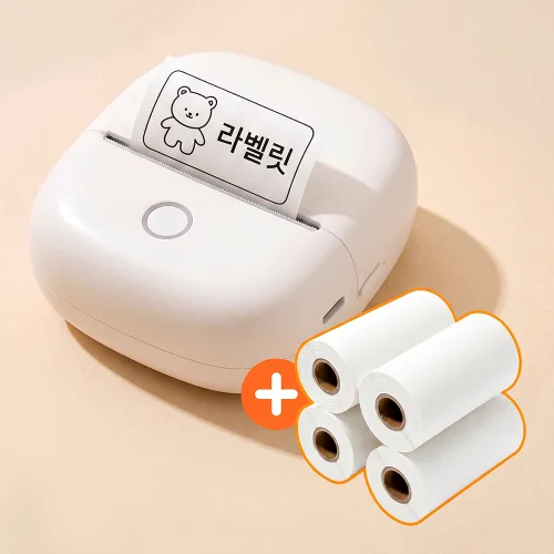 라벨릿 LAVELIT 라벨 프린터 자동 정렬 무선 블루투스 미니 감열식 네임 스티커 ( 4종라벨지포함), 1개, 화이트