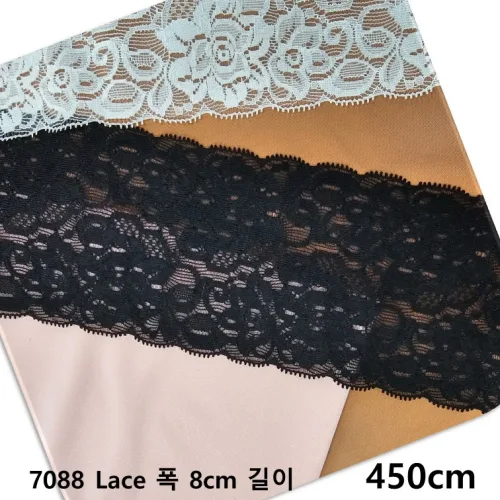 DKLACE-7088 / 자가드 스판 레이스 모음 / (폭 8cm 길이 1yd / 3yd / 5yd / 10yd기준), 5개, 블랙