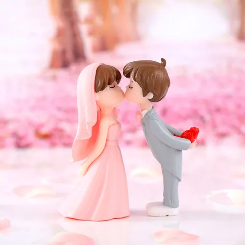 테라리움재료 뽀뽀하는 귀여운 웨딩 결혼 커플 미니어처 사람피규어