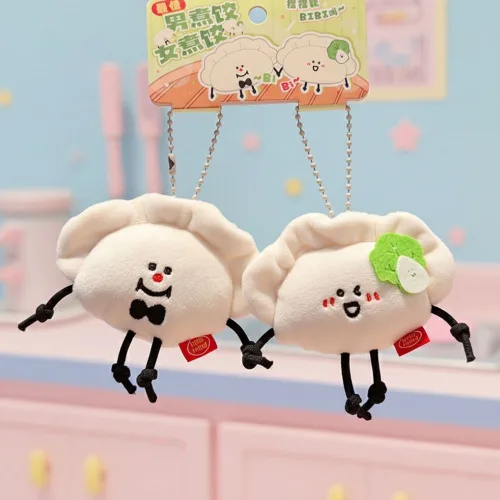모리버 커플 만두 키링 키홀더, 2개, 아이보리