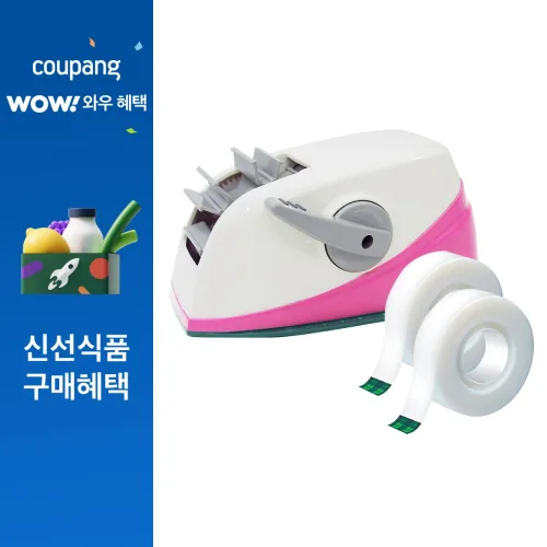 스카치 쓰리엠 원터치 테이프 디스펜서 + 매직테이프 리필 2롤, 핑크, 1세트