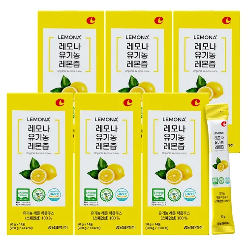 경남제약 하루레몬 유기농 레몬즙 100%, 84개, 20g