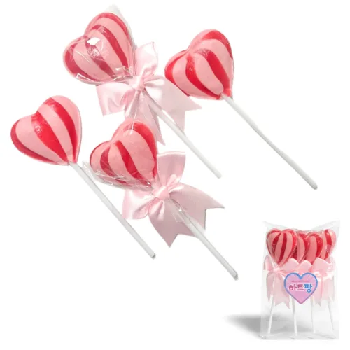하트 수제 막대사탕, 35g, 4개