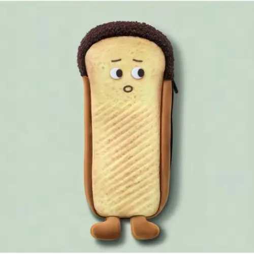 빵모양 봉제 필통, 1개, 불안한 토스트