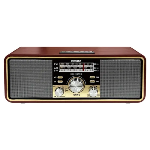 디큐브 레트로 라디오 무선 블루투스 라디오 스피커 20W+20W 가정용, 브라운, 레트로라디오