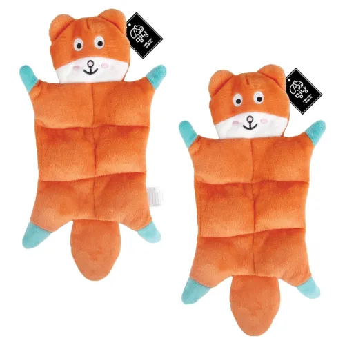 멍냥 반려동물 식스팩 삑삑이 동물 애착인형 장난감 여우, 오렌지, 2개