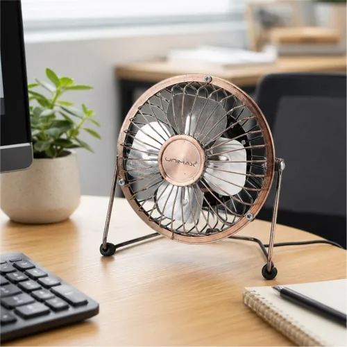 미니 탁상용 선풍기 레트로 황동 앤틱 매탈 빈티지 100mm 소형선풍기 USB 유니맥스