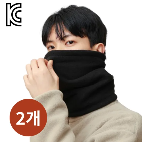 모어나인 겨울 방한 기모 남여공용 스포츠 작업 넥워머 목토시, 2개입, 블랙