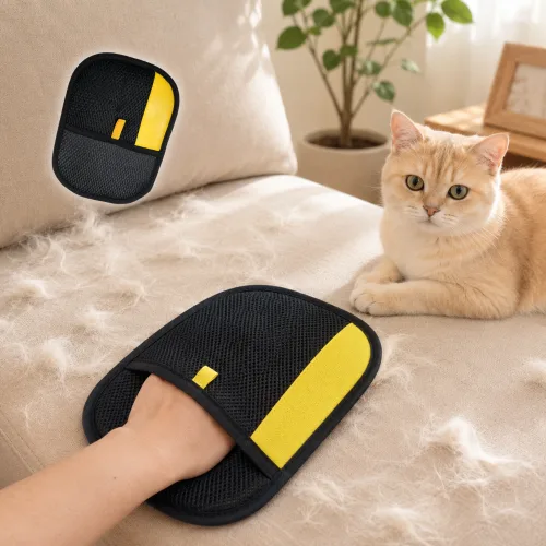 고양이 강아지 털제거 장갑 정전기 먼지제거, 1개, 블랙
