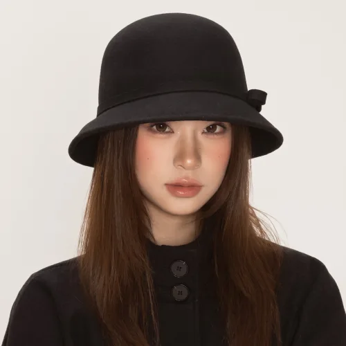 융풍 여성 겨울 클로슈햇 모직 펠트 프렌치 레트로 벙거지 모자