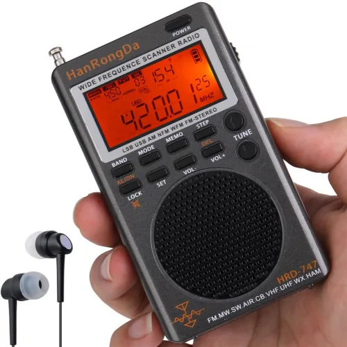 **HanRongDa HRD-747** 풀밴드 라디오, SSB/FM/중파/단파/항공 수신기, TYPE-C 충전식,