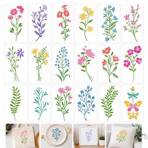 제고비 DIY 스텐실 도안 자연친화(나비/ 들꽃/장미꽃/플라워 화병/식물/유칼립투스/생명의 나무)택1, 1세트