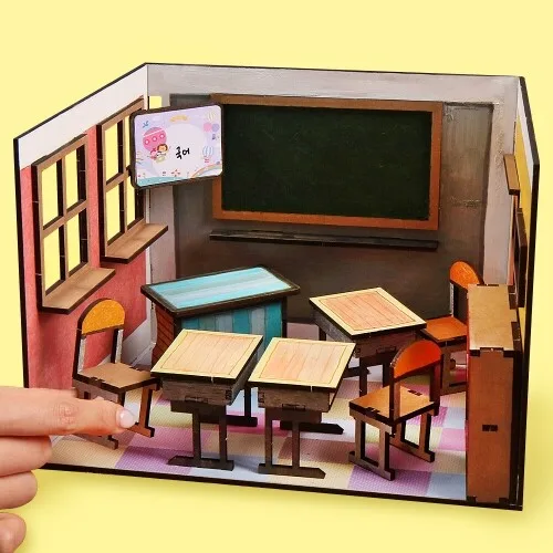 MDF 미니어처 교실 22x15x15.5cm 1개입, 1개