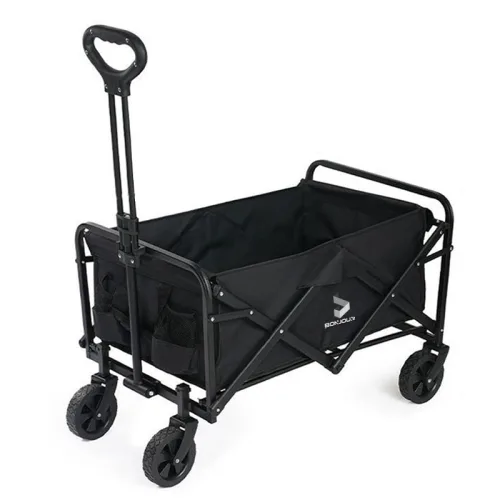 다용도 폴딩 카트 아웃도어 캠핑 카트 휴대용 간이 타이로드, 블랙 5인치
