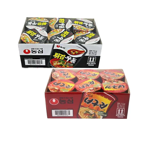 블루존 튀김우동 소컵라면 62g (6입)+너구리 소컵라면 62g (6입)