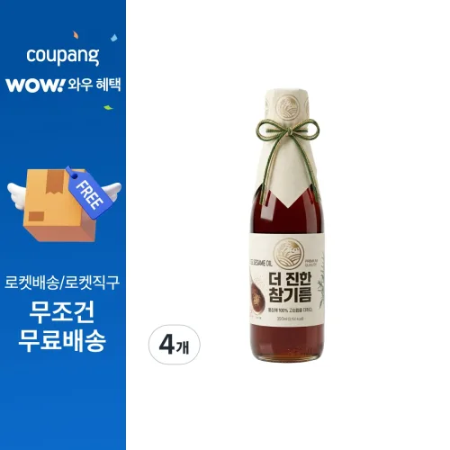 [들녘] 전통압착 더 진한 통참깨100% 참기름, 4개, 350ml