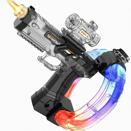 조이빈 리얼 효과음 LED 연속 자동 물총, 1개, 블랙