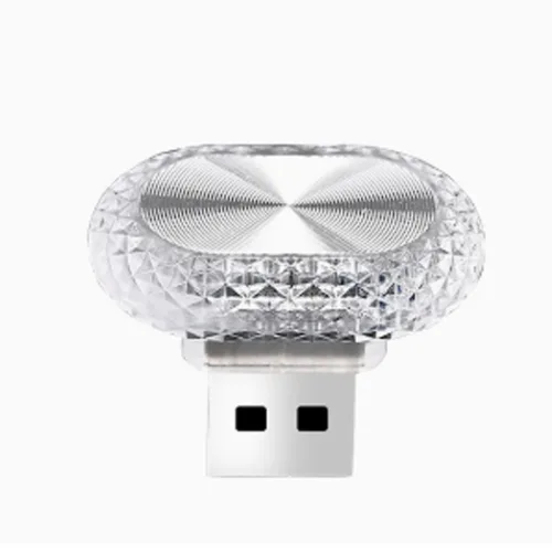 자동차용 USB 정서등 충전 없이 플러그 앤 플레이 타원 LED 야등, 1개, 칠색이 반짝이다