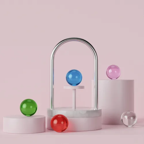 집속으로 컬러 수정구 크리스탈볼, 4cm, 09 핑크