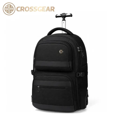 CROSSGEAR 남성 대용량 비즈니스 트롤리 백팩 바퀴형 비밀번호 잠금장치 출장 여행용