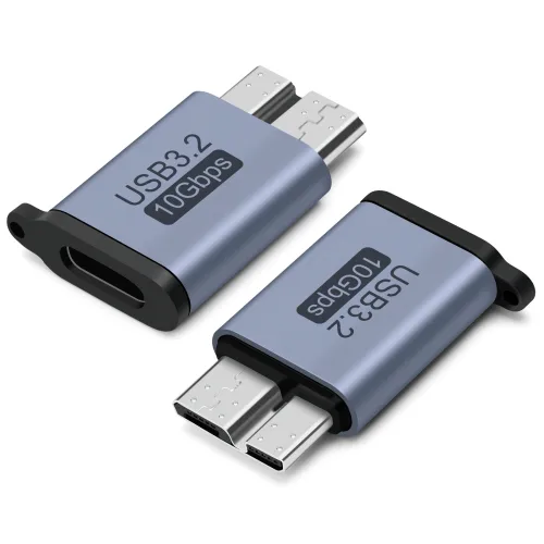 USB C to Micro B 어댑터 , USB 3.0 10Gbps 하드 드라이브 케이블 USB C 호환 토시바, 시게이트, WD, 갤럭시 S5 노트3, HDD 등, 2개, CF-MICRO B