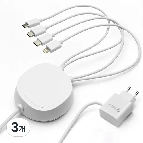팝폰 4in1(C핀/C핀/8핀/5핀) 업소용 핸드폰 멀티충전기 TC45, 3개, 단일