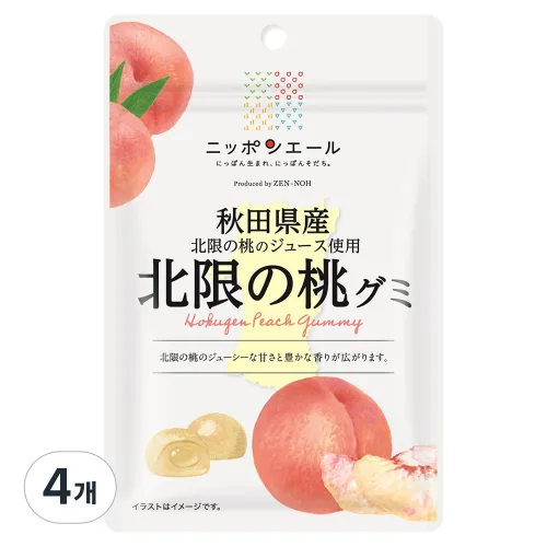닛폰에일 아키타 호쿠겐 복숭아 구미, 40g, 4개