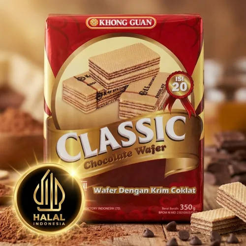 "HALAL" KHONG GUAN CLASSIC Chocolate Wafer 350g 콩구안 클래식 초콜릿 웨이퍼 INDONESIA, 1개, 350g