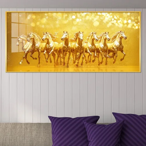 팔마도 말그림 부와 성공의 8마리 질주 대형 그림 액자, 골드메탈