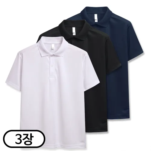 3장 세트 드라이 라운드 반팔 카라 쿨티셔츠 3장세트 남녀공용 기능성 냉감 빅사이즈 (SCC5467PT)