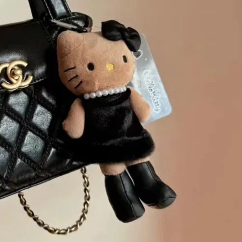 핼로 키티 롱다리 키링 17cm 고양이 인형 가방키링 가방꾸미기 자동차키홀더 가방 미포함, 블랙, 1개